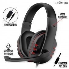 Headset Gamer P3 LEF-1020 Lehmox - Vermelho